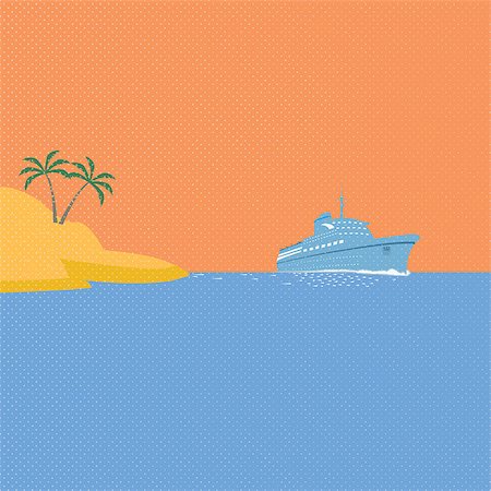 simsearch:400-04978777,k - Cruise ship, tropical island and blue ocean, travel background Photographie de stock - Aubaine LD & Abonnement, Code: 400-08750368