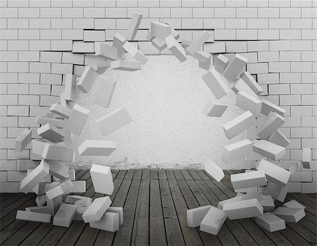 Background of a brick wall broken through 3d rendering Photographie de stock - Aubaine LD & Abonnement, Code: 400-08750507