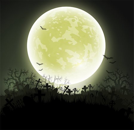 simsearch:400-08260546,k - Halloween background with black night, a cemetery and a  moon Fotografie stock - Microstock e Abbonamento, Codice: 400-08750617