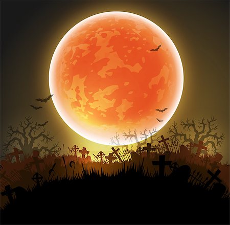 simsearch:400-08260546,k - Halloween background with black night, a cemetery and a  moon Fotografie stock - Microstock e Abbonamento, Codice: 400-08750619