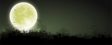 simsearch:400-08260546,k - Halloween background with black night, a cemetery and a  moon Fotografie stock - Microstock e Abbonamento, Codice: 400-08750620