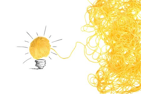 draw light bulb - Concept of idea and innovation with tangle of wool yarn Stock Photo - Budget Royalty-Free & Subscription, Code: 400-08750684