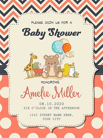 simsearch:400-06060645,k - Beautiful baby girl shower card with toys, vector format Stock Photo - Budget Royalty-Free & Subscription, Code: 400-08750715