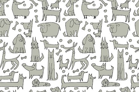 simsearch:400-09158556,k - Funny dogs collection, seamless pattern for your design. Vector illustration Foto de stock - Royalty-Free Super Valor e Assinatura, Número: 400-08750755