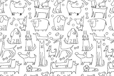 simsearch:400-09158556,k - Funny dogs collection, seamless pattern for your design. Vector illustration Foto de stock - Royalty-Free Super Valor e Assinatura, Número: 400-08750756