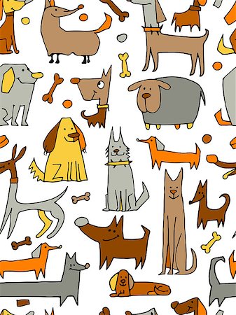 simsearch:400-09158556,k - Funny dogs collection, seamless pattern for your design. Vector illustration Foto de stock - Royalty-Free Super Valor e Assinatura, Número: 400-08750751