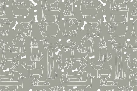 simsearch:400-09158556,k - Funny dogs collection, seamless pattern for your design. Vector illustration Foto de stock - Royalty-Free Super Valor e Assinatura, Número: 400-08750752