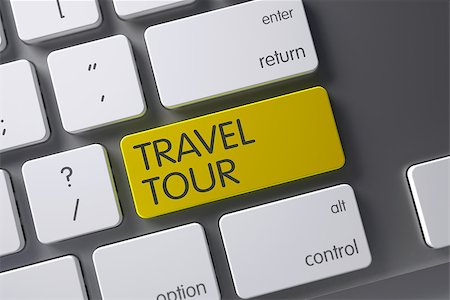 simsearch:400-09186100,k - Travel Tour Concept Aluminum Keyboard with Travel Tour on Yellow Enter Button Background, Selected Focus. 3D Illustration. Stock Photo - Budget Royalty-Free & Subscription, Code: 400-08750775