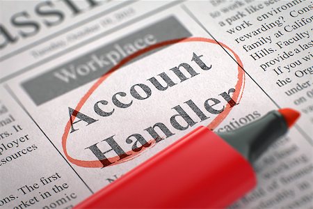 sales training - Account Handler - Small Advertising in Newspaper, Circled with a Red Highlighter. Blurred Image. Selective focus. Job Seeking Concept. 3D Rendering. Stock Photo - Budget Royalty-Free & Subscription, Code: 400-08750794