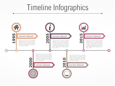 simsearch:400-08225044,k - Horizontal timeline infographics design template with arrows, vector eps10 illustration Foto de stock - Super Valor sin royalties y Suscripción, Código: 400-08750945