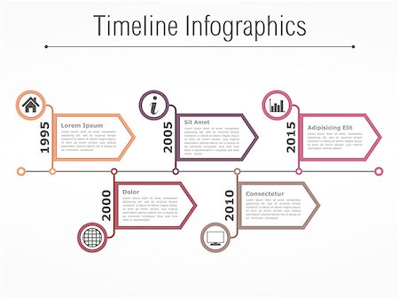 simsearch:400-08225044,k - Horizontal timeline infographics design template with arrows, vector eps10 illustration Foto de stock - Super Valor sin royalties y Suscripción, Código: 400-08750940
