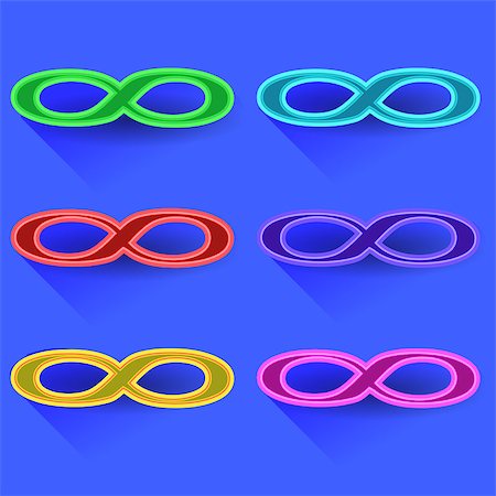 simsearch:400-08405154,k - Set of Colorful Limitless Symbol Isolated on Blue Background. Long Shadow Stock Photo - Budget Royalty-Free & Subscription, Code: 400-08751019