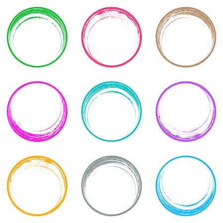 Colorful brush strokes circle buttons web design collection Stock Photo - Budget Royalty-Free & Subscription, Code: 400-08751165