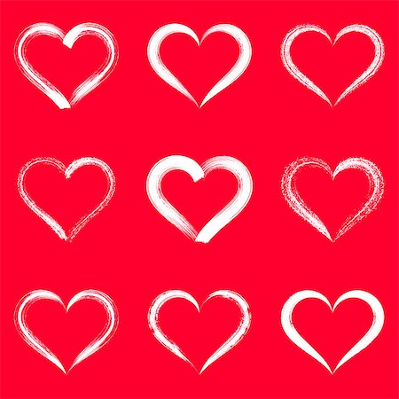 simsearch:400-08415609,k - White vector brush strokes hearts outlines valentine illustrations Stock Photo - Budget Royalty-Free & Subscription, Code: 400-08751187