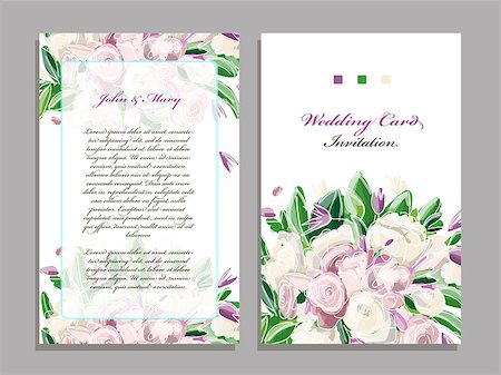 Wedding card template, floral design. Vector illustration Stock Photo - Budget Royalty-Free & Subscription, Code: 400-08751272