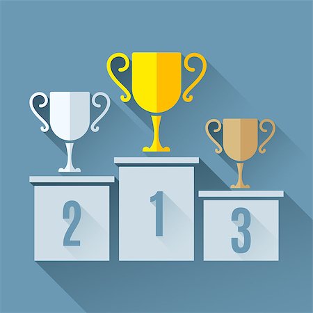 simsearch:400-08708838,k - Golden, silver and bronze trophy cups on winners podium Photographie de stock - Aubaine LD & Abonnement, Code: 400-08751295