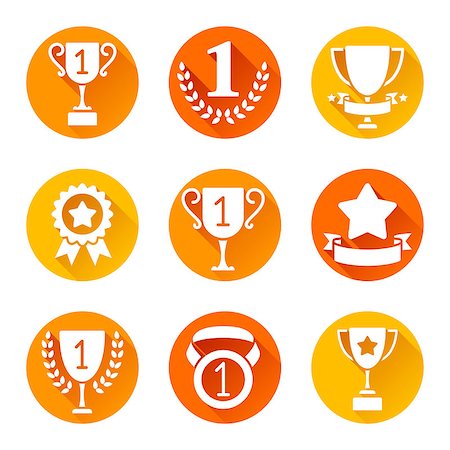 simsearch:400-07463041,k - Sport trophy and awards icons. Set of 9 round flat icons with long shadows Foto de stock - Super Valor sin royalties y Suscripción, Código: 400-08751301