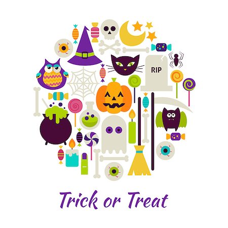 simsearch:400-09067759,k - Trick or Treat Objects over White. Vector Illustration of Halloween isolated Items Set. Foto de stock - Royalty-Free Super Valor e Assinatura, Número: 400-08751352