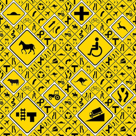 A lot of different yellow road signs seamless pattern Stock Photo - Budget Royalty-Free & Subscription, Code: 400-08751782