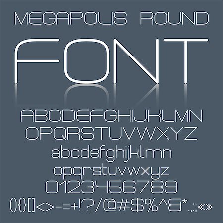 simsearch:400-08298334,k - Trendy modern elegant font alphabet with upper case and lower case letters, numbers and symbols on dark gray background. Vector illustration Photographie de stock - Aubaine LD & Abonnement, Code: 400-08751791