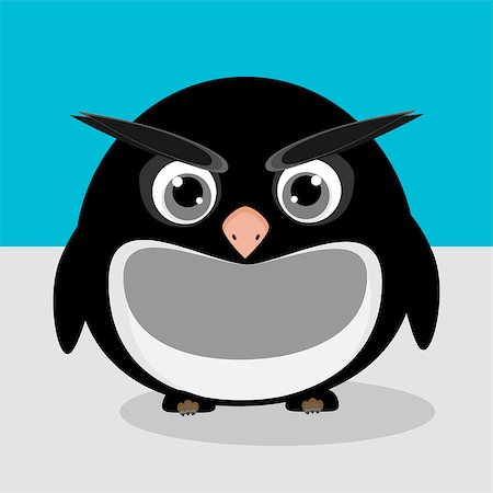 simsearch:400-04287384,k - Abstract cute angry pinguin on a blue background. Funny image. Foto de stock - Royalty-Free Super Valor e Assinatura, Número: 400-08752008