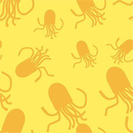 Vector Octopus seamless pattern. For fabric or cosmetic, background or packaging design. Yellow and gold Stock Photo - Budget Royalty-Free & Subscription, Code: 400-08752010