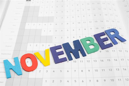 November - monthly on date number calendar paper - colorful uppercase letter November month Foto de stock - Super Valor sin royalties y Suscripción, Código: 400-08752220