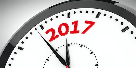 Black clock with 2017 represents coming new year 2017, three-dimensional rendering, 3D illustration Stock Photo - Budget Royalty-Free & Subscription, Code: 400-08752238