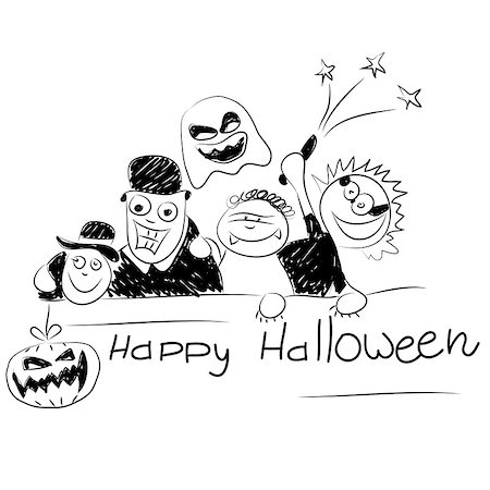 phantom1311 (artist) - Comic vector illustration of cheerful people celebrating Halloween Stock Photo - Budget Royalty-Free & Subscription, Code: 400-08752299