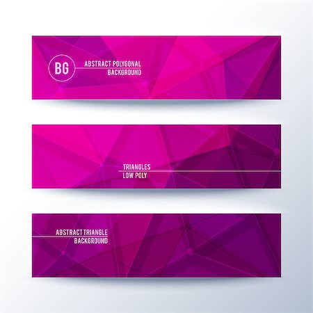 simsearch:400-08094145,k - Set of horisontal abstract low poly geometric banners with triangles, vector illustration Photographie de stock - Aubaine LD & Abonnement, Code: 400-08752554