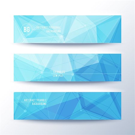 simsearch:400-08094145,k - Set of horisontal abstract low poly geometric banners with triangles, vector illustration Photographie de stock - Aubaine LD & Abonnement, Code: 400-08752552