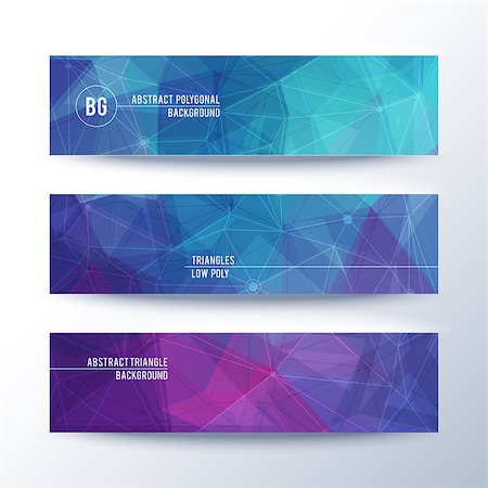 simsearch:400-08094145,k - Set of horisontal abstract low poly geometric banners with triangles, vector illustration Photographie de stock - Aubaine LD & Abonnement, Code: 400-08752553