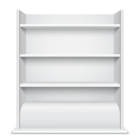 simsearch:400-08919670,k - White blank showcase with empty shelves isolated on white background. Product presentation template Fotografie stock - Microstock e Abbonamento, Codice: 400-08752676