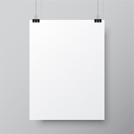 simsearch:400-08752677,k - Blank white paper list hanging on two pins. Poster mock-up template Stock Photo - Budget Royalty-Free & Subscription, Code: 400-08752677