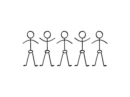 Vector stick figure people holding hands in a line Stock Photo - Budget Royalty-Free & Subscription, Code: 400-08752690