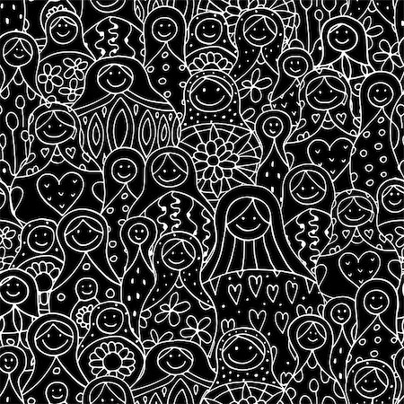 simsearch:400-09049135,k - Seamless pattern with russian nesting dolls, Matryoshka. Vector illustration Stockbilder - Microstock & Abonnement, Bildnummer: 400-08752741