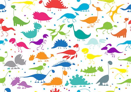 simsearch:400-08956391,k - Funny dinosaurs, seamless pattern for your design. Vector illustration Stock Photo - Budget Royalty-Free & Subscription, Code: 400-08752754