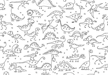 simsearch:400-08956391,k - Funny dinosaurs, seamless pattern for your design. Vector illustration Stock Photo - Budget Royalty-Free & Subscription, Code: 400-08752756