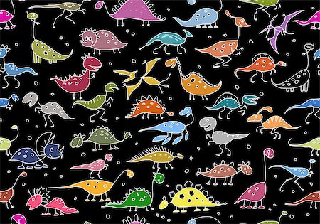 simsearch:400-08956391,k - Funny dinosaurs, seamless pattern for your design. Vector illustration Stock Photo - Budget Royalty-Free & Subscription, Code: 400-08752753