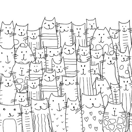 Funny cats family, seamless pattern for your design. Vector illustration Photographie de stock - Aubaine LD & Abonnement, Code: 400-08752819