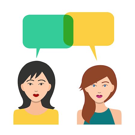 Girls Icons with Dialogue Bubbles. Flat Style Modern Design. Vector Illustration Stock Photo - Budget Royalty-Free & Subscription, Code: 400-08752887