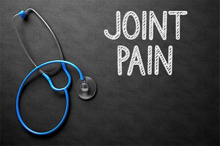 simsearch:400-08750298,k - Medical Concept: Joint Pain - Text on Black Chalkboard with Blue Stethoscope. Medical Concept: Black Chalkboard with Joint Pain. 3D Rendering. Stockbilder - Microstock & Abonnement, Bildnummer: 400-08753014