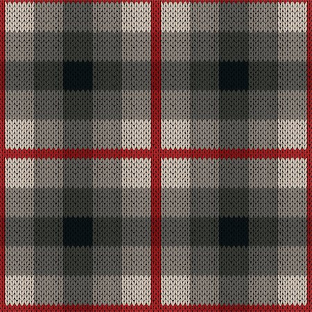 simsearch:400-08755020,k - Seamless vector pattern as a woollen Celtic tartan plaid or a knitted fabric texture in red and grey colors Stockbilder - Microstock & Abonnement, Bildnummer: 400-08753070