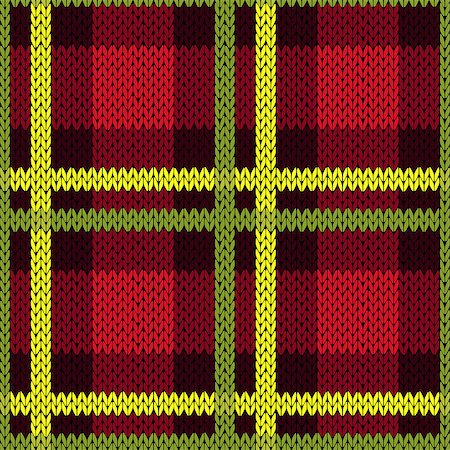simsearch:400-08754191,k - Seamless vector pattern as a woollen Celtic tartan plaid or a knitted fabric texture in green, yellow and red colors Stockbilder - Microstock & Abonnement, Bildnummer: 400-08753072