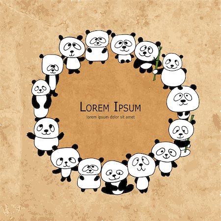 simsearch:400-04394273,k - Funny panda family, frame for your design. Vector illustration Foto de stock - Royalty-Free Super Valor e Assinatura, Número: 400-08753121