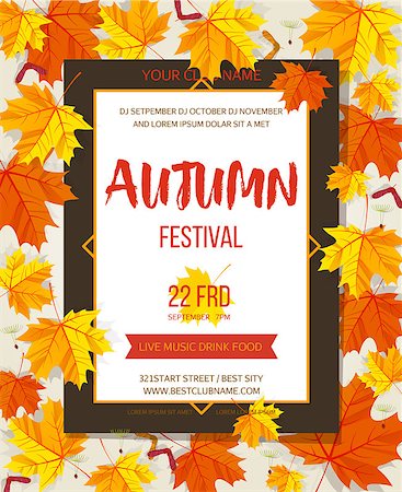 fall aspen leaves - Autumn festival background. Invitation banner with fall leaves and lettering. Vector illustration. Stock Photo - Budget Royalty-Free & Subscription, Code: 400-08753512