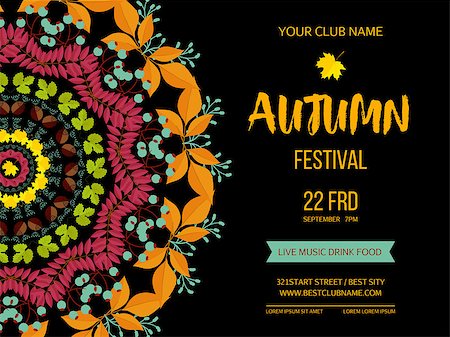 fall aspen leaves - Autumn festival background. Invitation banner with fall leaves and lettering. Vector illustration. Stock Photo - Budget Royalty-Free & Subscription, Code: 400-08753513