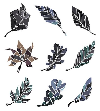 fall aspen leaves - Vector leaves objects set on white background. Sketch style Stock Photo - Budget Royalty-Free & Subscription, Code: 400-08753547