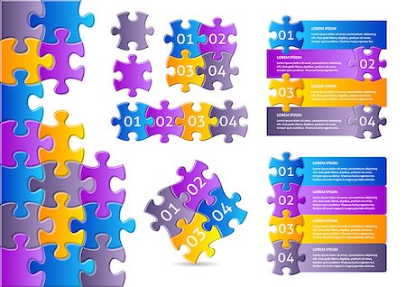 simsearch:400-08096963,k - Vector infographic puzzle designs collection with numbered options Fotografie stock - Microstock e Abbonamento, Codice: 400-08753590