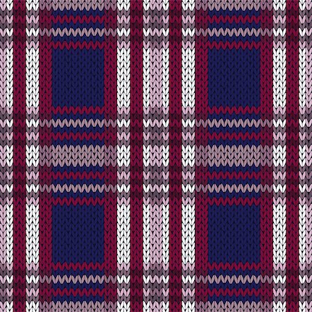 simsearch:400-08755020,k - Seamless knitted vector pattern as a woollen Celtic tartan plaid in contrast colors of dark blue and red, violet and white Stockbilder - Microstock & Abonnement, Bildnummer: 400-08753736